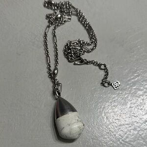 Kendra Scott Silver Necklace with White Pendant